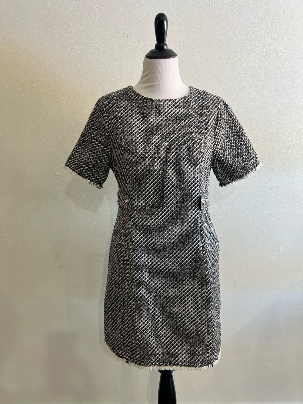 NWT bohme Black and White Short Sleeve Mini shift Dress textured
